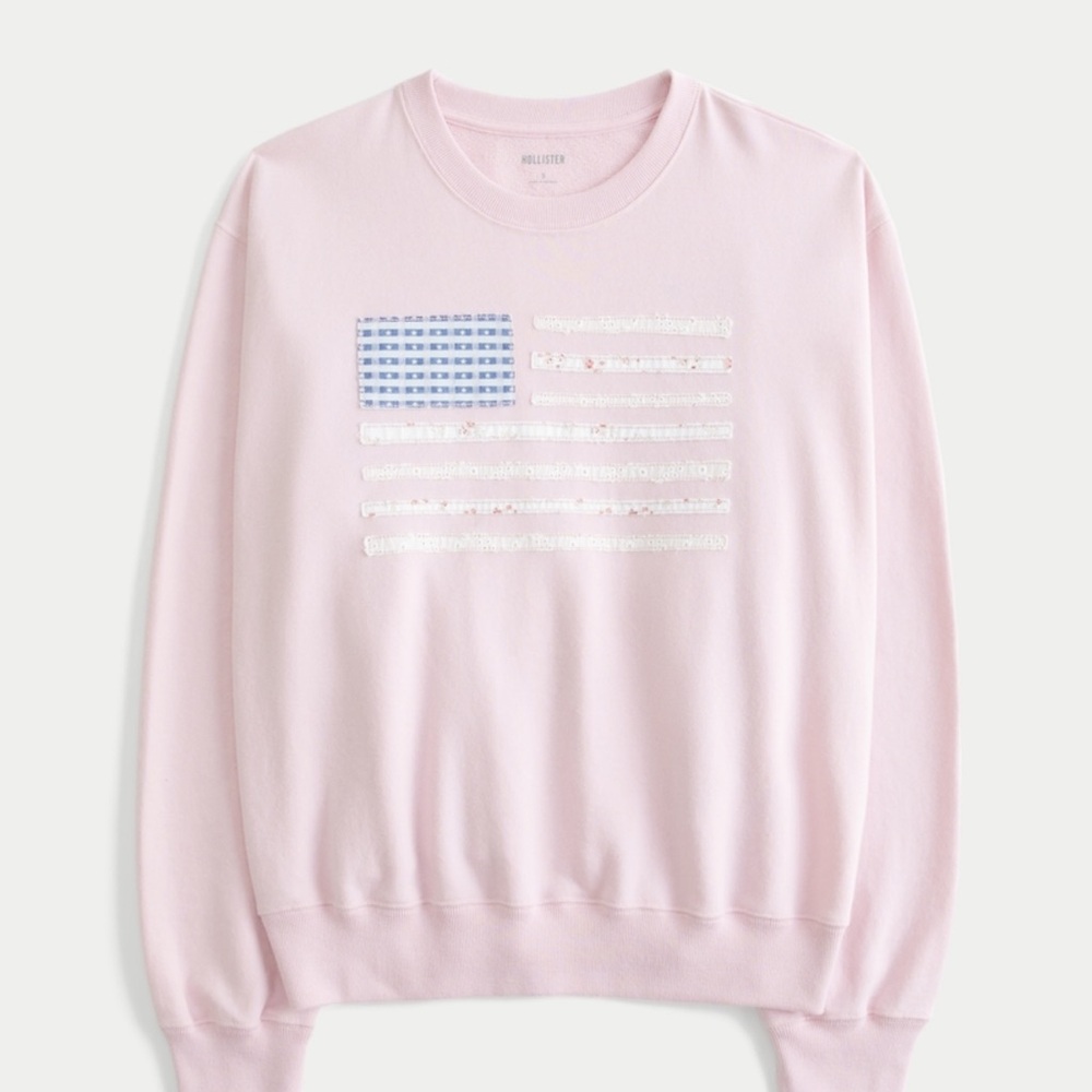 Hollister Easy American Flag Embroidered Sweatshirt